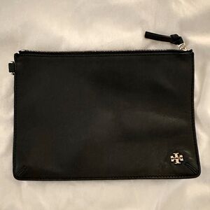 Tory Burch black leather clutch